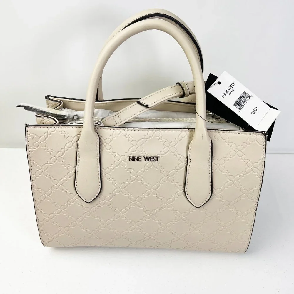 New Nine West Women's Allyce Signature Shoulder Bag, Handbag, Purse Jet Beige - Picture 6 of 10